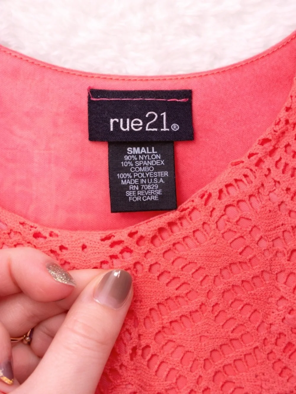 Rue21 Coral Lace Fit & Flare Dress with Belt Size Small - Picture 2 of 2